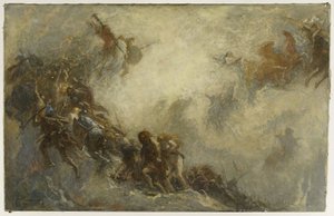 Esboço para o anfiteatro de paleontologia do Museu de História Natural de Paris: Raças humanas (Teto) de Fernand Cormon