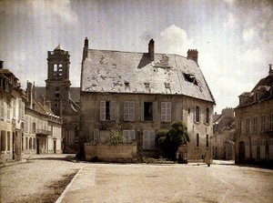 Casa com telhado danificado, Soissons, Aisne, 1917 (autocrômico) de Fernand Cuville