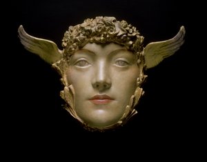 Uma máscara, c.1897 (gesso) de Fernand Khnopff