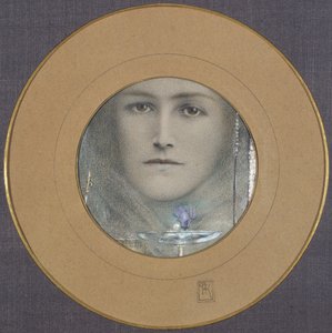 Olhos Castanhos e uma Flor Azul de Fernand Khnopff