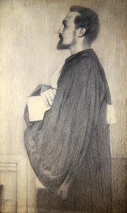 Retrato de um Homem (lápis sobre papel) de Fernand Khnopff