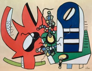 Natureza morta em vermelho e azul de Fernand Leger