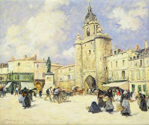 A Praça da Cidade em La Rochelle (óleo sobre tela) de Fernand Legout Gerard