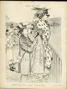 Ilustração de Gottlob (1873-1935) em Le Lire, 21/12/07 - Resultados das corridas - Amor, Moda, Vida dos ricos, Hippismo - Mulheres de Fernand Louis Gottlob