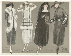 Gazette du Bon Ton, 1920 - No. 7, Sketch Pl XXXIII: Lanvin / Cerveja / Lanvin (título sobre o objecto) de Fernand Siméon