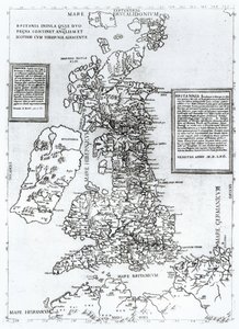 Carde, dup Regna contém Inglaterra e na Escócia e na Irlanda determinante, por Orgione de 1562 (gravura) de Fernando Bertelli
