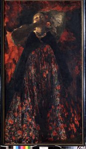Uma menina (uma menina). Uma camponesa em traje tradicional. Pintura de Filipp Andreevich Maliavin (Maliavine) (ou Andreyevich Malyavin) (1869-1940), óleo sobre tela
