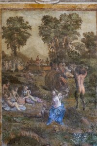 "Colheita", detalhe do Camerino dei Baccanali (fresco) de Filippino (and workshop) Lippi