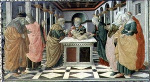 A Apresentação no Templo, painel predella ao retábulo da Natividade no Museo Civico de Filippino (and workshop) Lippi