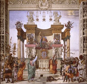 São Filipe exorcizando o demônio do templo de Marte, parede sul da Capela Strozzi, c.1497-1502 (ver 208286) de Filippino Lippi
