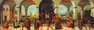 Três Cenas da História da Virgínia (óleo sobre painel) de Filippino Lippi