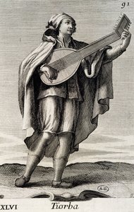 Homem a tocar o teorbo