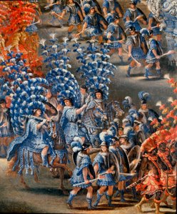 Fete no Palazzo Barberini em homenagem a Christine de Suede (Cristina di Svezia), em 28/02/1656 Detalhe. Pintura de Filippo Lauri (1623-1694) e Filippo Gagliardi (falecido em 1659). Roma do século XVII, Museu de Roma