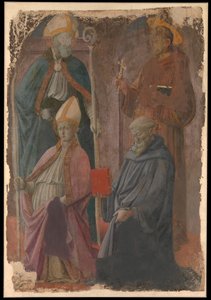 Santos Agostinho e Francisco, um Bispo Santo, e São Bento. de Filippo Lippi