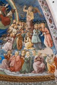 Santos e anjos, detalhe da Coroação de Maria de Filippo Lippi