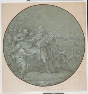 Cosimo III fortifica o porto de Livorno. Modelo desenhado para placa de prata, um dos chamados "piatti di S. Giovanni" de Filippo Luzi