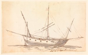 Desenho, Um barco à vela, ca. 1780 de Filippo Marchionni