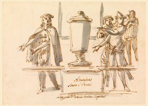 Desenho, Alegoria da América, Decoração para o Salão do Cardeal Falconieri em Frascati, século XVIII-XIX de Filippo Marchionni