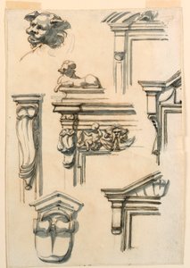 Desenho, Estudos de Arquitetura, 1750-75 de Filippo Marchionni