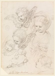 Desenho, Estudos para uma representação religiosa, 1725-40 de Filippo Marchionni