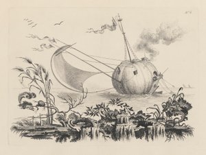 Abóbora usada como barco de pesca