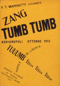 Capa do livro de Filippo Tommaso Marinetti "Zang Tumb Tumb" de 1912. coleção particular Milão de Filippo Tommaso Emilio Marinetti