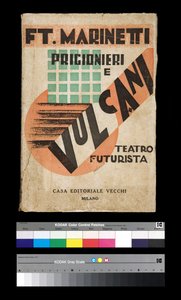 Futurismo: capa de "Prisioneiros e Vulcões" 1927 (gravura) de Filippo Tommaso Emilio Marinetti