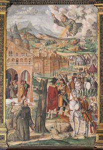 O Santo aparecendo ao beato Luca Belludi prevendo a libertação de Pádua, Escola do Santo de Filippo da Verona