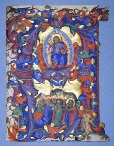Um grande "A" historiado, com uma representação da Ascensão, c.1450