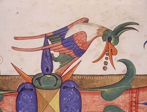 Missal 515 f.72v Pássaro fantástico, detalhe da decoração de um 