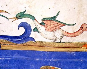 Missal 515 f.72v Pássaro fantástico com cauda de cara de macaco, detalhe de um livro de coro executado antes de 1449 (detalhe de 56719)