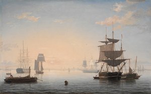 Porto de Boston, com a cidade à distância, c.1846-47