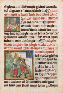 Folha Manuscrito de um Livro de Horas de Flemish 15th Century
