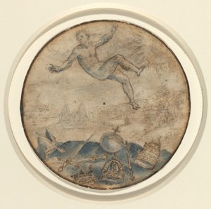 Homem caindo do céu de Flemish 17th Century