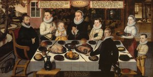 Uma Família Protestante durante o Jantar de Flemish School