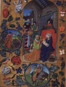 Adicionar Ms 17280 fol.197b Adoração dos Magos, do Livro de Horas Flamengo, Bruges (velino) de Flemish School
