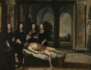 Aula de Anatomia (óleo sobre tela) de Flemish School