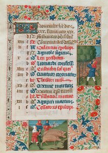 Calendário de novembro, bolotas e rebanhos de porcos de Flemish School