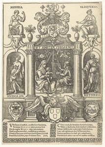 Brasão de armas da Guilda de São Lucas da Antuérpia de Flemish School