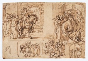 Estudos de composição para "A partida do filho pródigo (Lucas 15,11-32)" de Flemish School