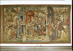 Os filhos de Davi, Amnon e Absalão, declaram guerra um ao outro, tapeçaria de Davi e Bate-Seba, c.1510-15 de Flemish School