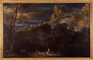 Pintura flamenga de uma paisagem atribuída a Van Bloemen de Flemish School