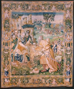 Tapeçaria flamenga. É oferecida uma coroa a Alexander. Atelier de Oudenaarde. 384x316cm. Inv (83024)-5 / 00009. Século XVII. de Flemish School