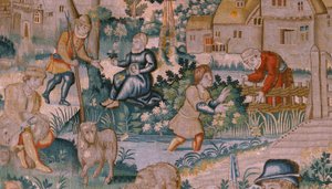 tapeçaria flamenga. Batendo palmas. Atelier de Oudenaarde. século XVII. de Flemish School