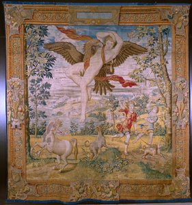 tapeçaria flamenga. Série Fábula de Ovídio: O roubo de Ganimedes. Atelier Willem de Pannemaker, Bruxelas. Antes de 1556. de Flemish School
