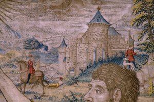 Tapeçaria flamenga. Série A História de São João Baptista: O Baptismo de Cristo (Het doopsel van Christus). Atelier de Bruxelas. 1515-1520. de Flemish School