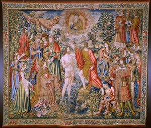 tapeçaria flamenga. Série A História de São João Batista: O Batismo de Cristo (Het doopsel van Christus). atelier de Bruxelas. 1515-1520. de Flemish School
