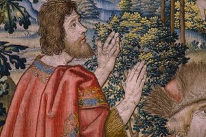 tapeçaria flamenga. Série A História de São João Batista: O Batismo de Cristo (Het doopsel van Christus). atelier de Bruxelas. 1515-1520. de Flemish School