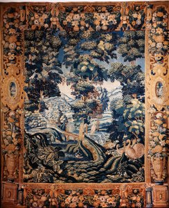 Tapeçaria flamenga. A chamada "verdure". Fabrico de Oudenaarde. Colecção privada. Século XVII (?). de Flemish School