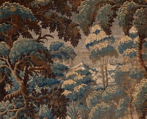 Tapeçaria flamenga. Verdure. Fim do século XVIII, 17º-bengo. Propriedade da igreja Sint-Walburgakerk Oudenaarde (Dekenij van de Sint-Walburga).
